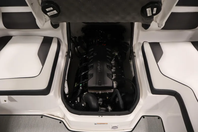 Slide: The Image of 2026 Yamaha Boats AR195 engine compartment with sleek interior design. - 31