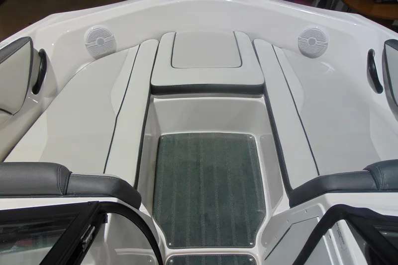 Slide: The Image of 2026 Yamaha Boats AR190 interior with cushioned seating and speakers. - 14