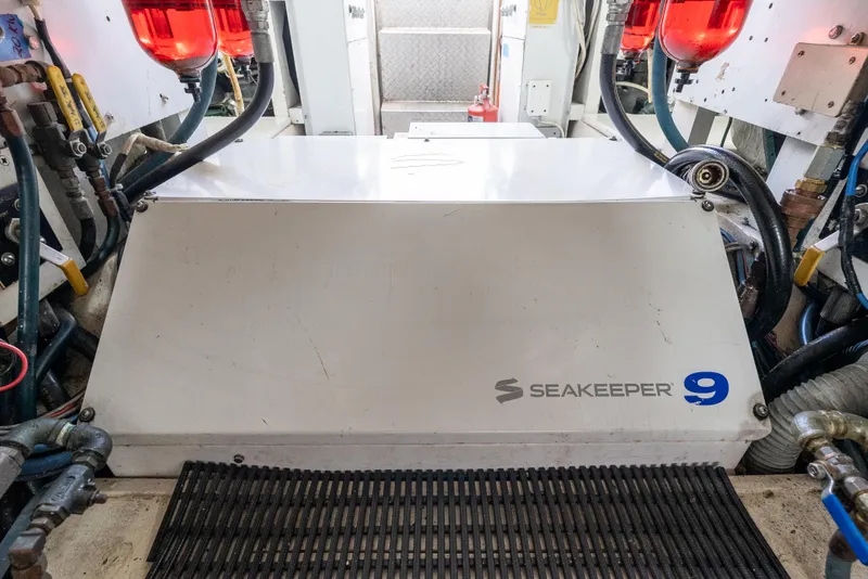 Slide: The Image of Seakeeper 9 stabilizer in 2000 Hatteras 70 Convertible engine room. - 48