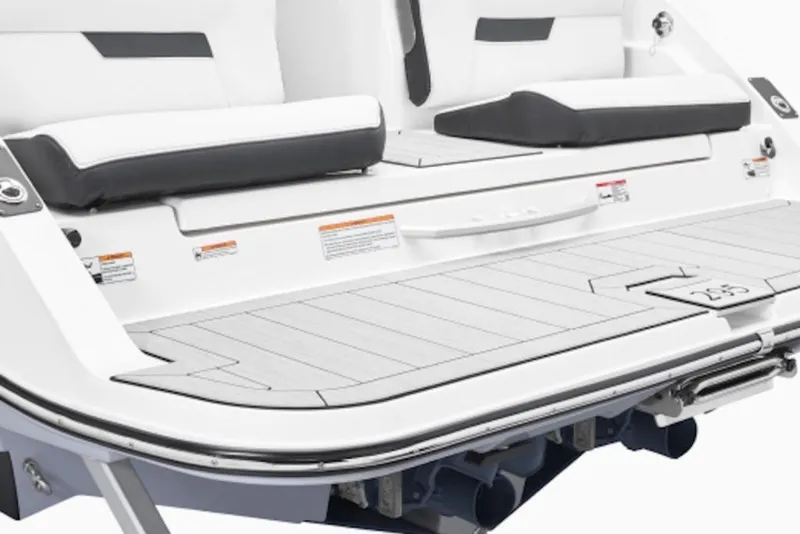 Slide: The Image of 2027 Yamaha Boats 295SD swim platform with cushioned seating and sleek design. - 3