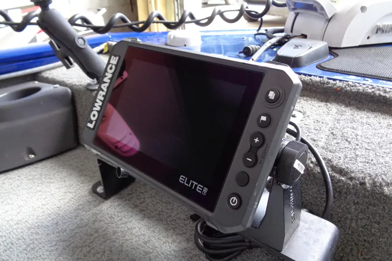 Slide: The Image of Lowrance Elite fish finder on 2018 Bass Tracker PT175 boat dashboard. - 15