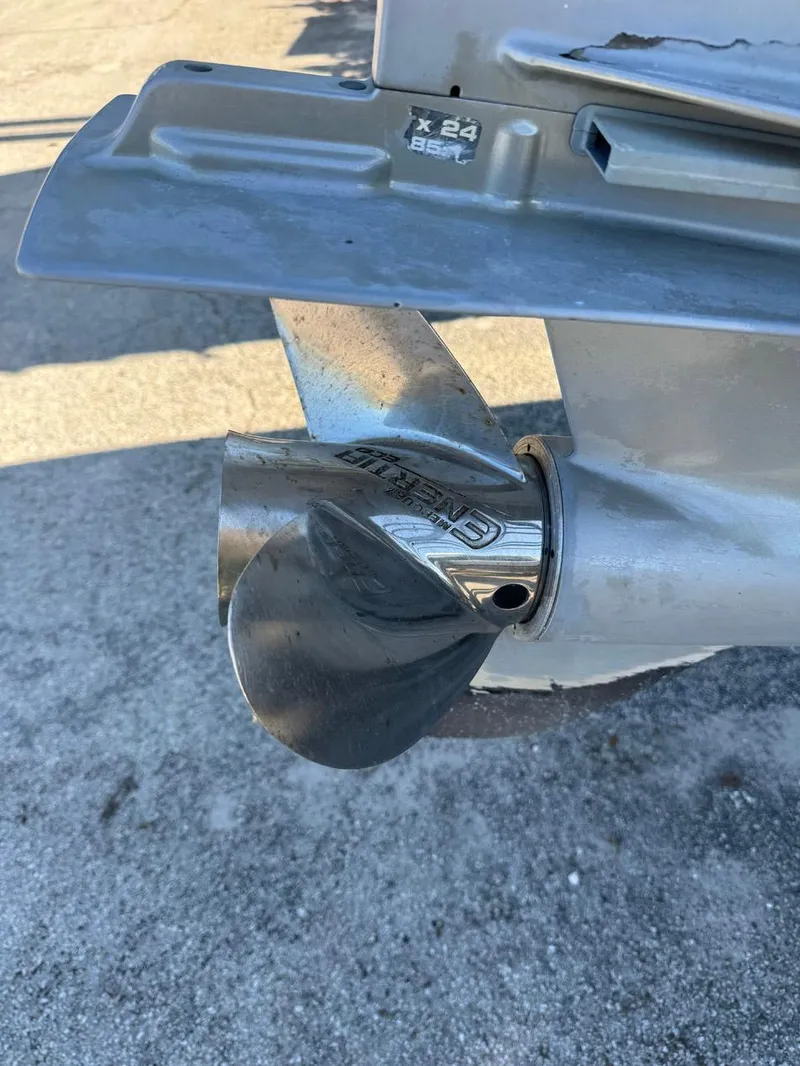 Slide: The Image of Propeller of a 2020 Monterey M45 boat on a concrete surface. - 25