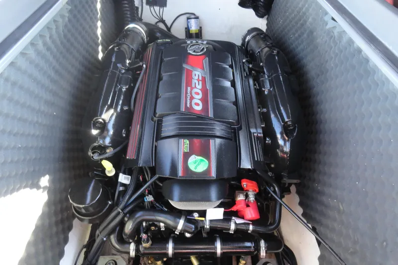 Slide: The Image of Engine compartment of 2022 Heyday WT Surf boat, featuring a powerful 6200 MerCruiser engine. - 25