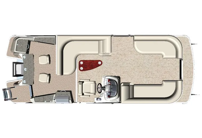 Slide: The Image of Manufacturer Provided Image: Top view of a 2014 AquaPatio 220 WB pontoon boat layout. - 28