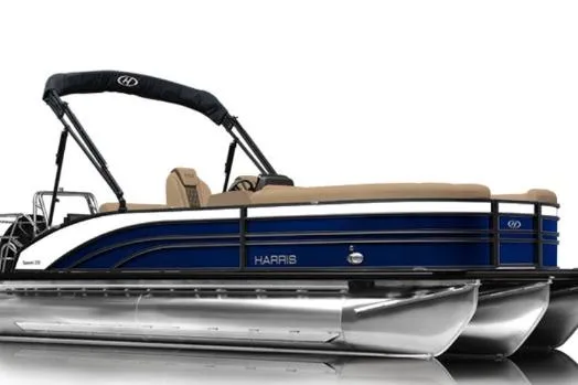 Slide: The Image of 2024 Harris Sunliner 230 pontoon boat with sleek design and comfortable seating. - 5
