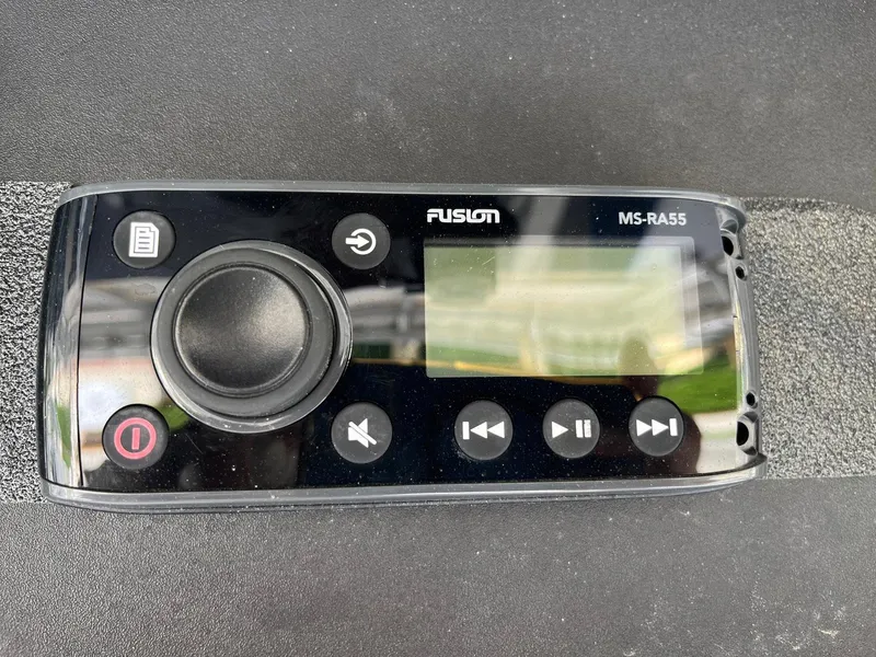 Slide: The Image of Fusion MS-RA55 marine stereo on Strike 35 Sportfisherman, 2005 model. - 10
