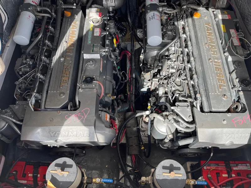 Slide: The Image of Twin Yanmar diesel engines in a 2005 Strike 35 Sportfisherman boat. - 22