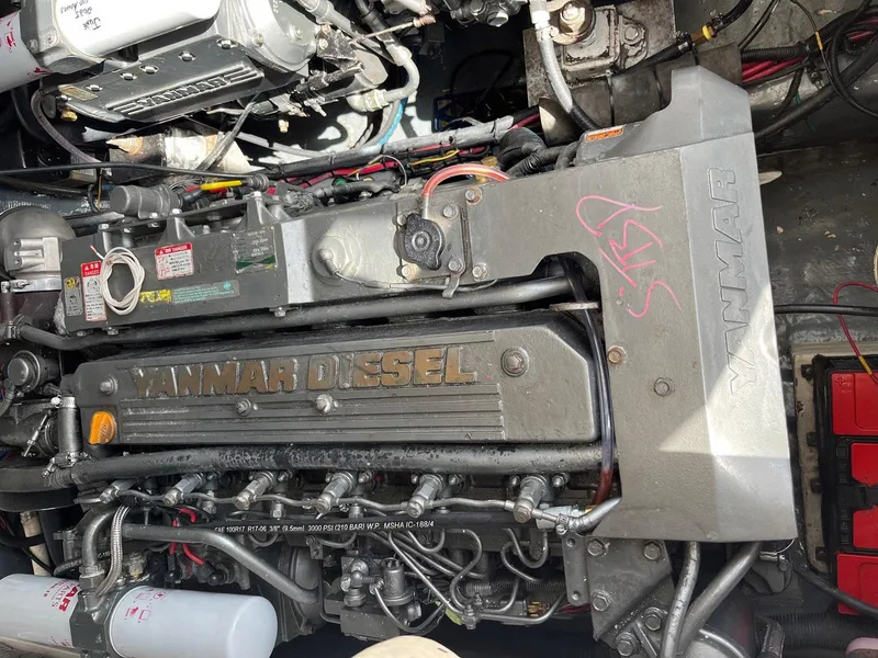 Slide: The Image of Engine compartment of a 2005 Strike 35 Sportfisherman with Yanmar diesel engine. - 23