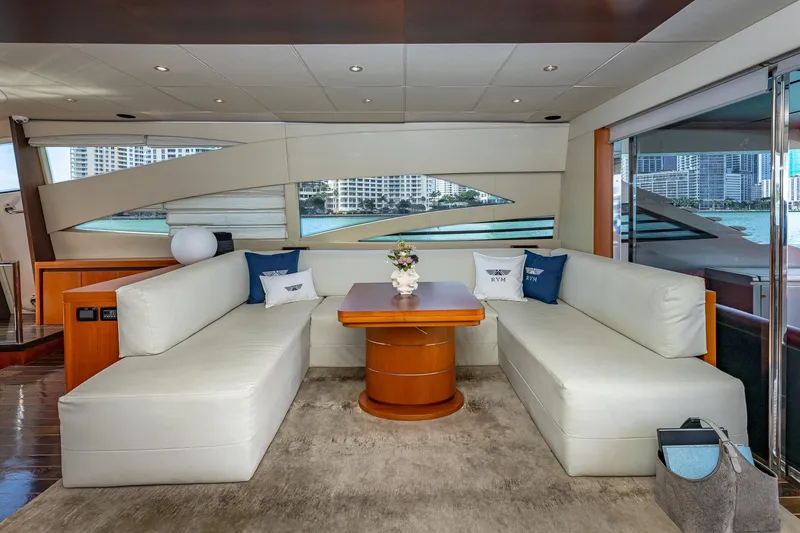 Slide: The Image of Luxurious interior of 2008 Pershing 90 yacht with elegant seating and modern decor. - 26