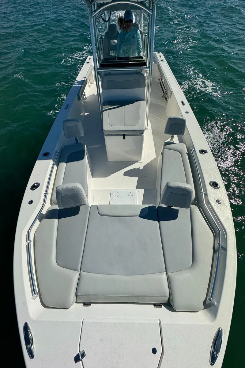 Slide: The Image of 2025 KenCraft 269 Bay boat cruising on the water. - 6