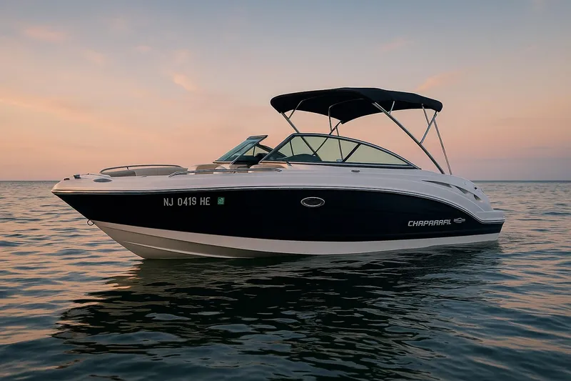 The Image of 2008 Chaparral Sunesta 244 boat on calm water at sunset. - 0