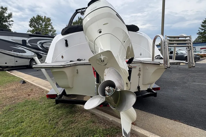 Slide: The Image of Rear view of a 2017 Razor 238 PF XL boat with outboard motor. - 3