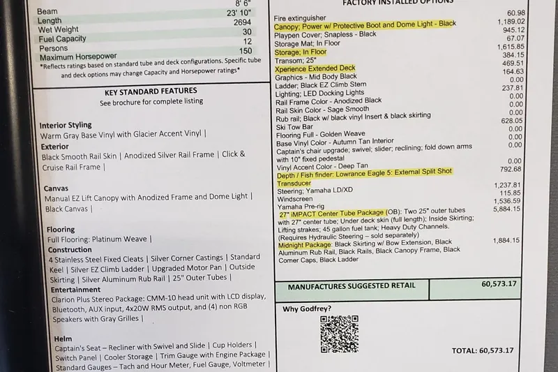 Slide: The Image of Sweetwater EX2286SBX 2026 features and pricing details with factory-installed options and specifications. - 3