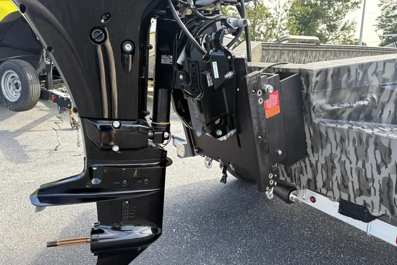 Slide: The Image of 2025 Edge Duck Boats 756DB motor and camouflage hull detail. - 11
