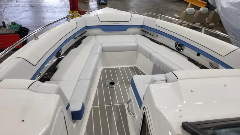 Slide: The Image of 2025 Formula 330 Crossover Bowrider OB interior with spacious seating and sleek design. - 4