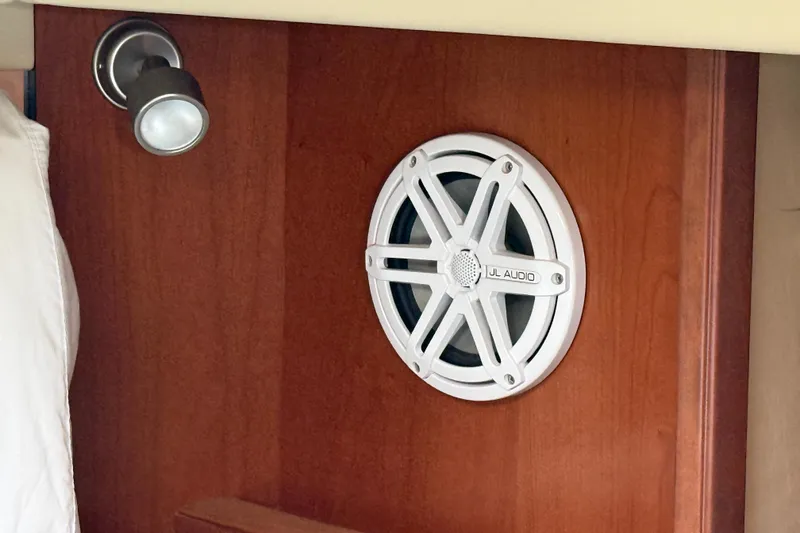 Slide: The Image of JL Audio speaker and light fixture on 2006 Sea Ray 48 Sundancer yacht interior. - 72