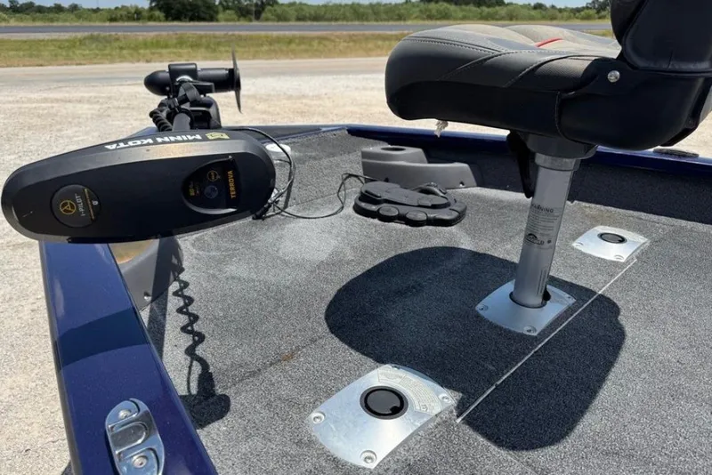 Slide: The Image of 2021 Tracker Pro Team 175 TF boat with Minn Kota trolling motor and swivel seat. - 9