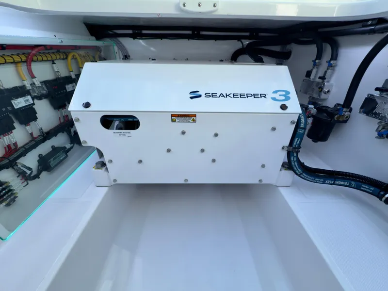Slide: The Image of Seakeeper 3 stabilizer in 2025 Mag Bay 38 CC boat engine compartment. - 24
