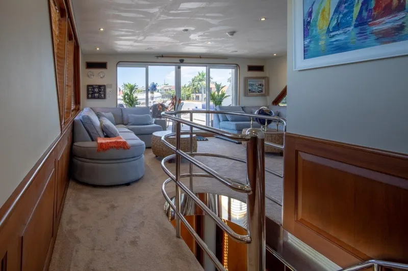 Slide: The Image of Luxurious interior of 1984 Lloyds Ships Tri-Deck yacht with elegant seating and modern decor. - 12