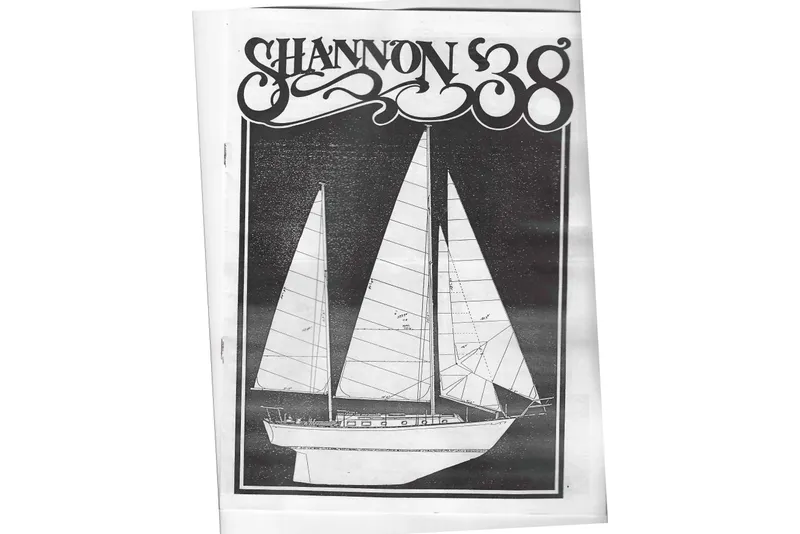 Slide: The Image of Vintage 1981 Shannon 38 Ketch sailboat illustration with elegant typography. - 12