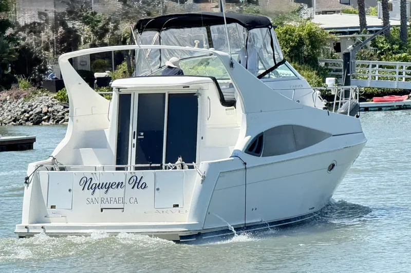 Slide: The Image of 2007 Carver 36 Mariner yacht cruising in a marina, San Rafael, CA. - 14