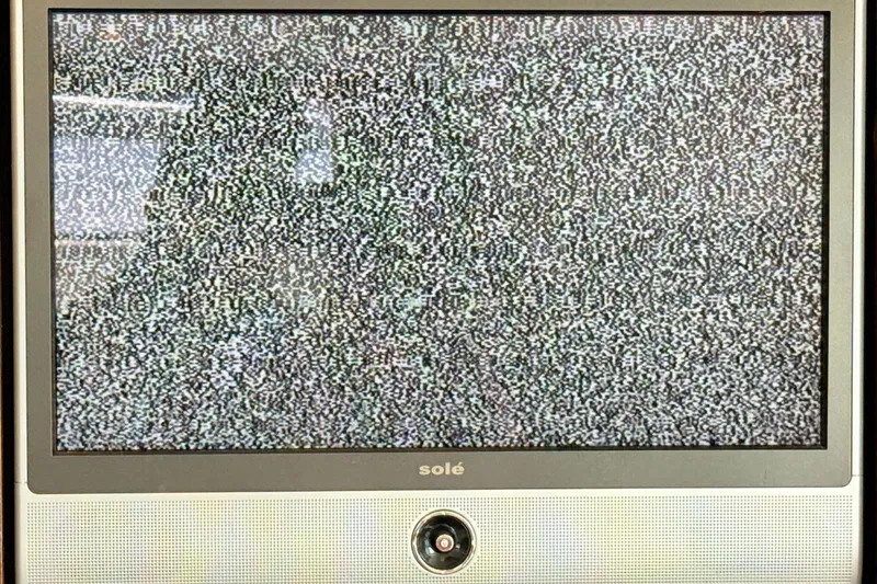 Slide: The Image of Static-filled TV screen displaying white noise, with "solé" branding visible. - 22