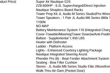 Slide: The Image of 2023 Nautique Super Air Nautique G25 features and specifications list. - 14