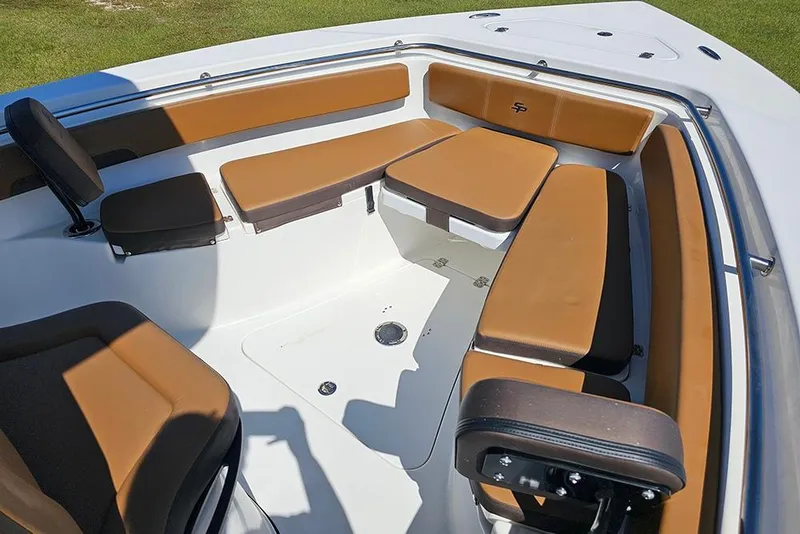 Slide: The Image of 2026 Sea Pro 242 Center Console Sport boat with tan seating and spacious deck layout. - 32