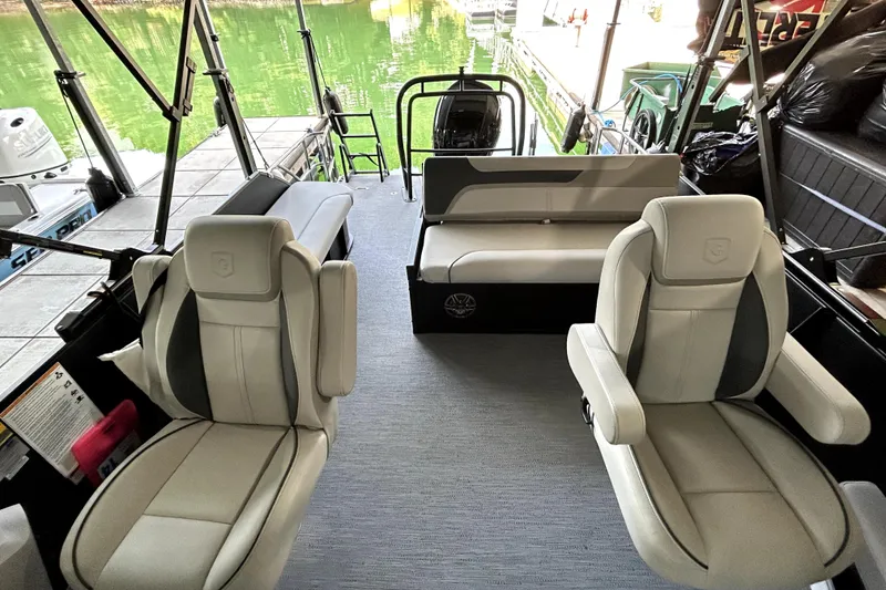 Slide: The Image of 2026 Godfrey Sweetwater 2486 SFLC interior with plush seating and modern design. - 10