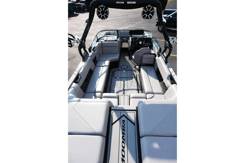 Slide: The Image of 2024 Moomba Tykon boat interior with sleek seating and modern design. - 10