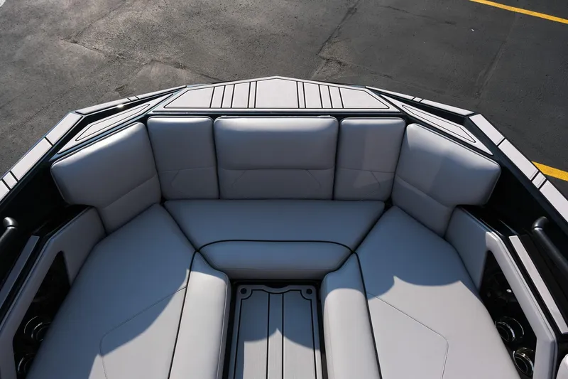 Slide: The Image of 2024 Moomba Tykon boat interior with sleek, modern seating design. - 24