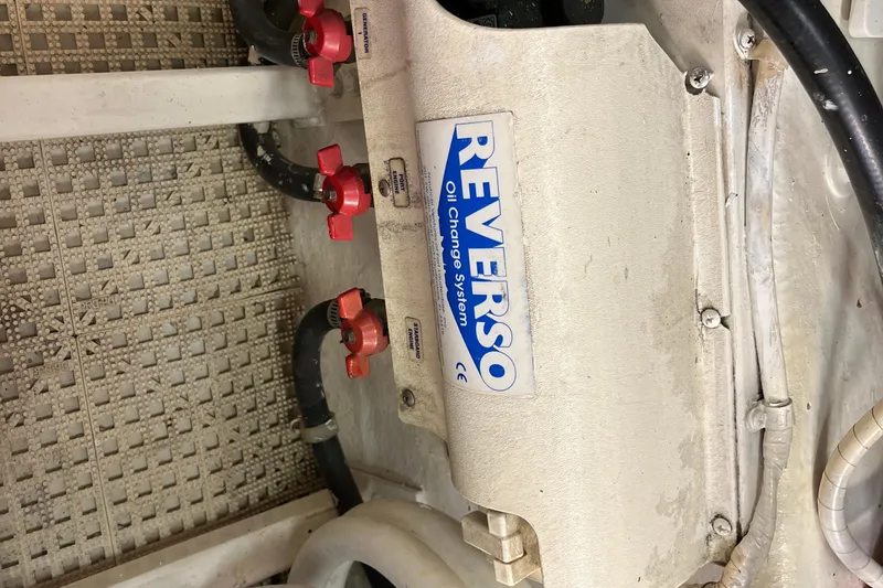 Slide: The Image of Reverso oil change system in 1997 Post Sportfish boat engine room. - 15