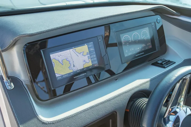 Slide: The Image of Dashboard of 2020 Regal LS6 boat with dual Volvo Penta displays. - 18