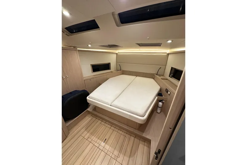 Slide: The Image of Luxurious interior cabin of 2021 Beneteau Oceanis 55.1 yacht with modern design. - 72