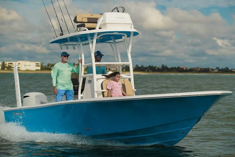 The Image of 2026 Tidewater 2500 Carolina Bay boat on trailer, sleek design, parked outdoors. - 0