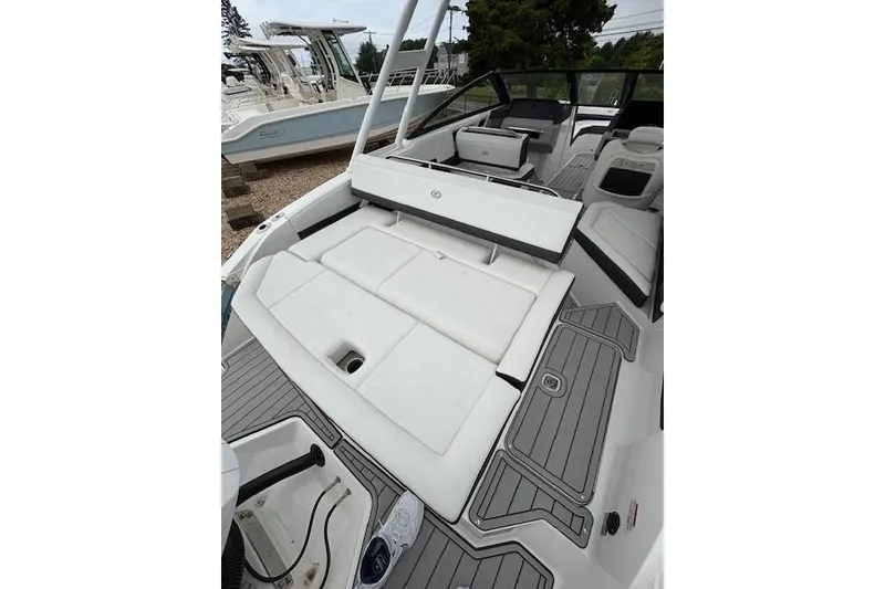 Slide: The Image of 2025 Cobalt R4 Outboard boat with spacious seating and sleek design. - 13