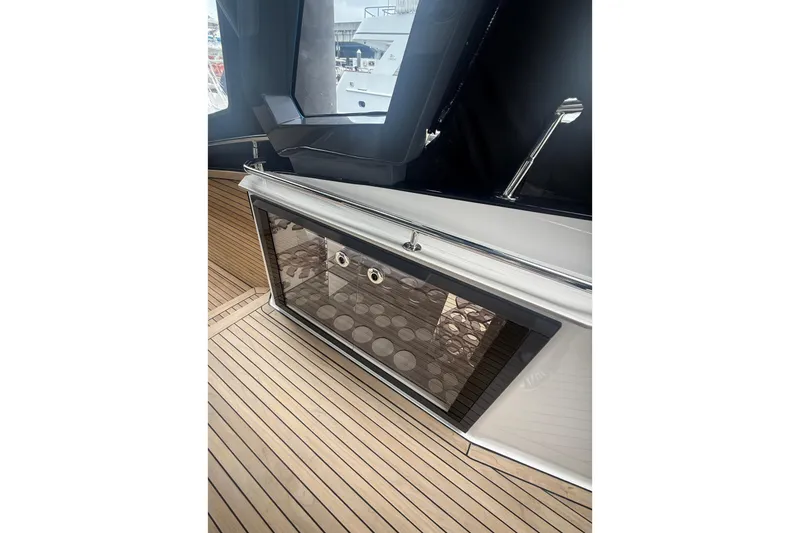 Slide: The Image of Luxury yacht interior with sleek design, featuring a Hanover 447 model, 2025. - 44