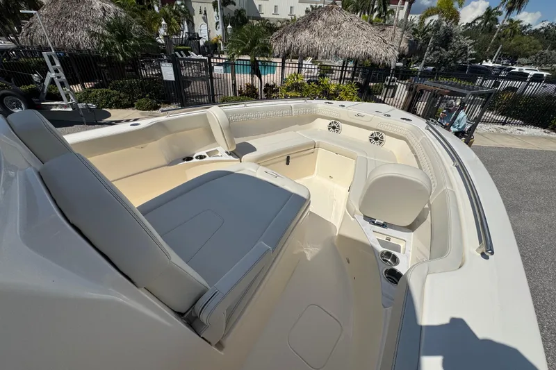 Slide: The Image of 2026 Scout 260 LXF boat interior with spacious seating and modern design. - 22