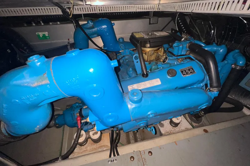 Slide: The Image of 1991 Carver 36 Aft Cabin Motor Yacht docked at marina, front view. - 20