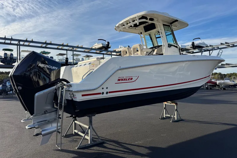 Slide: The Image of 2021 Boston Whaler 280 Outrage boat with Mercury engine on display. - 4