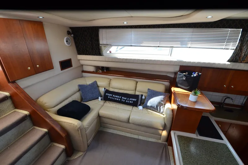 Slide: The Image of Luxurious interior of 2001 Cruisers Yachts 3750 Motoryacht with cozy seating and elegant decor. - 30