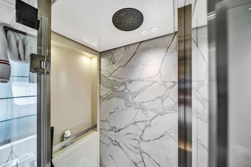 Slide: The Image of Luxurious marble shower in 2020 Sanlorenzo SX88 yacht bathroom. - 110