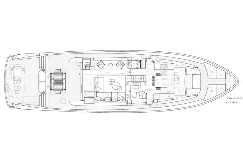 Slide: The Image of Floor plan of 2020 Sanlorenzo SX88 yacht, showcasing main deck layout. - 123