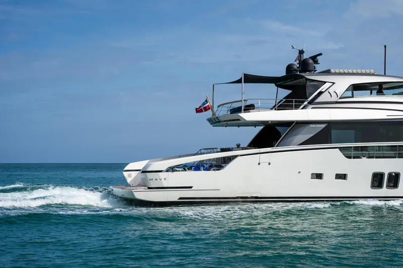 Slide: The Image of Sanlorenzo SX88 2020 yacht cruising on the ocean under a clear blue sky. - 32