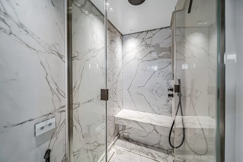 Slide: The Image of Luxurious marble shower in 2020 Sanlorenzo SX88 yacht bathroom. - 94