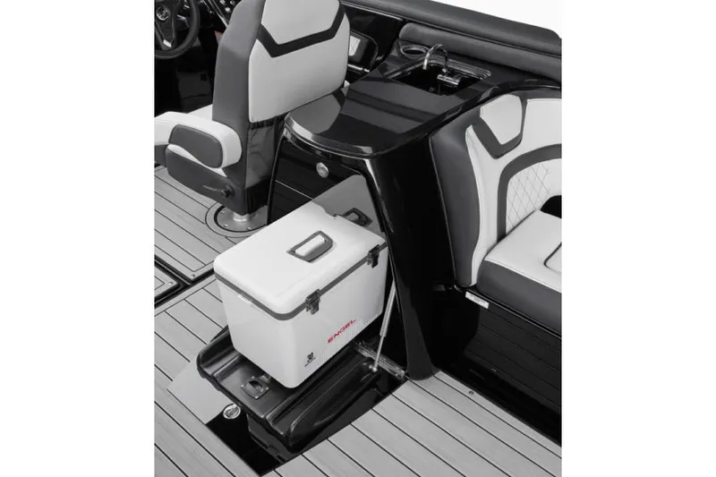 Slide: The Image of Manufacturer Provided Image: 2025 Yamaha Boats 275SD interior with seating and cooler storage. - 7