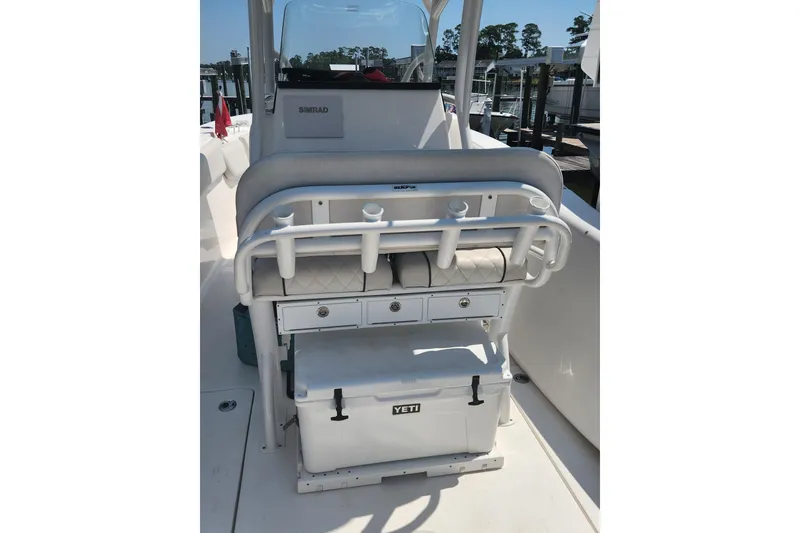 Slide: The Image of 2019 Sea Fox 266 Commander boat interior with seating and storage. - 10