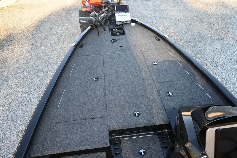Slide: The Image of 2022 Vexus AVX1980 boat deck with storage compartments and Lowrance equipment. - 10