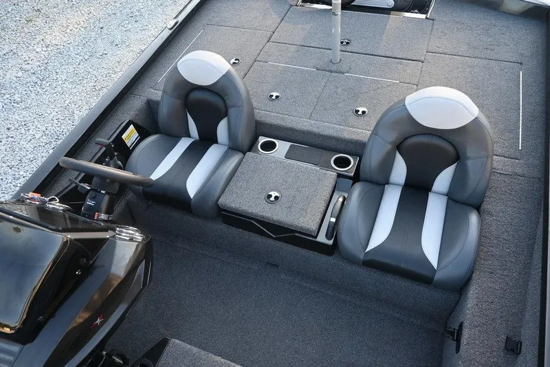 Slide: The Image of 2022 Vexus AVX1980 boat interior with dual seats and center console. - 8