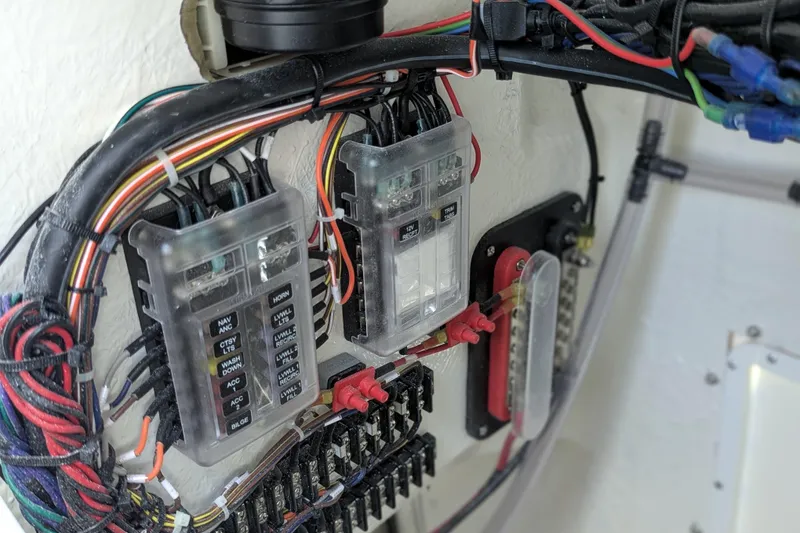 Slide: The Image of Close-up of 2026 BlackJack 224 boat steering wheel and control panel. - 11